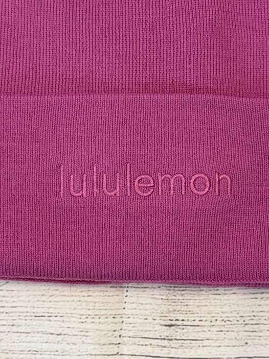 NWT Lululemon Warm Revelation Beanie Wordmark Logo Pow Pink Tone Wool Blend